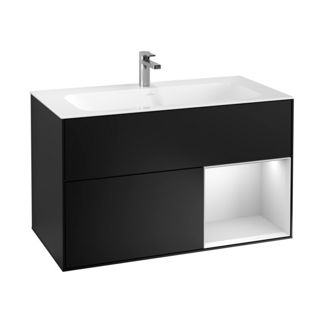 V&B Meuble sous-vasque Finion Reg re blanc avec laque, laque noire mate
