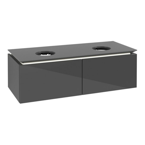 V&B Meuble sous-vasque Legato 120x38x50 cm, 2 tiroirs, avec LED, gris brillant
