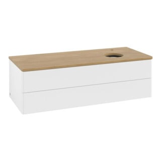 V&B Meuble sous vasque sans structure de façade, éclairage Antao 120x36x50cm, HL, WBP hon. Oa, blanc avec Lac