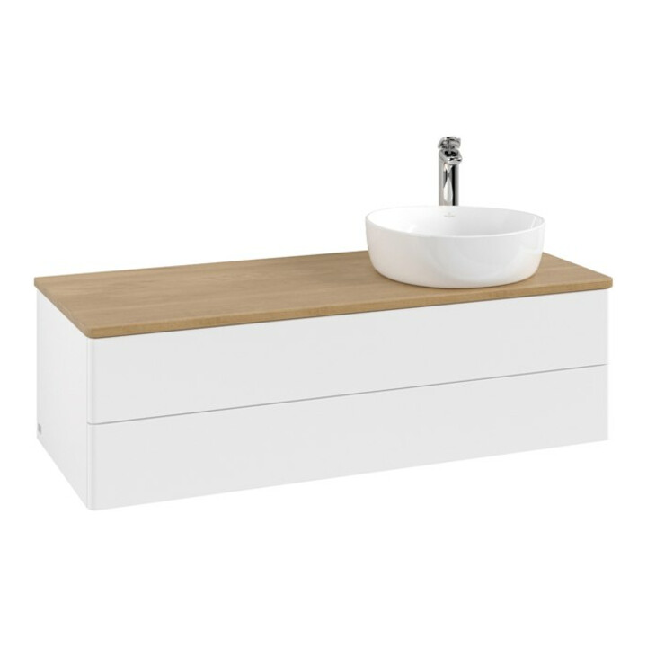 V&B Meuble sous vasque sans structure de façade, éclairage Antao 120x36x50cm, HL, WBP hon. Oa, blanc avec Lac