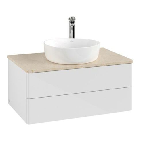 V&B Meuble sous vasque sans structure de façade - Éclairage Antao 80x36x50cm, HL, WBP botti., blanc brillant Lac