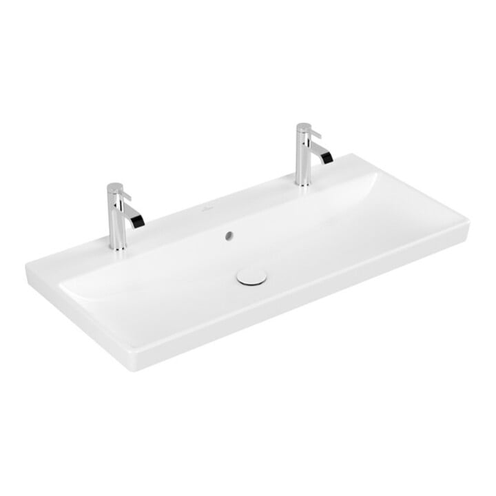V&B Meuble vasque AVENTO 100x47, 2 trous, avec trop-plein, blanc pierre C-plus