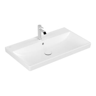 V&B Meuble vasque AVENTO 80x47, 1 mitigeur, avec trop-plein, blanc pierre C-plus