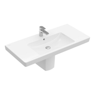 V&B Meuble vasque Subway 2.0 100x47 cm, blanc, avec trou de robinet, trop-plein