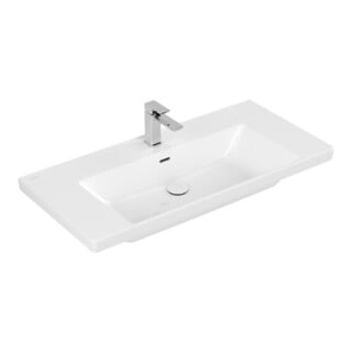 V&B Meuble vasque Subway 3.0 100x47 cm, angle, avec 1 tiroir/avec dessus, blanc C-plus