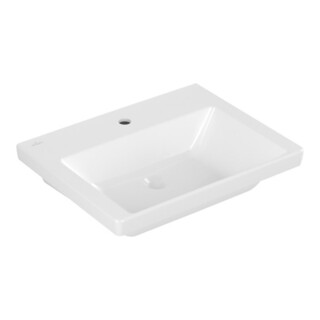 V&B Meuble vasque Subway 3.0 60x47cm, angle, avec 1 robinet/avec trop-plein, blanc