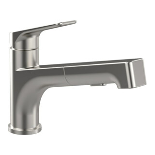V&B Mitigeur monocommande pour évier Junis Shower, bec pivotant, régulateur de jet, acier inoxydable massif