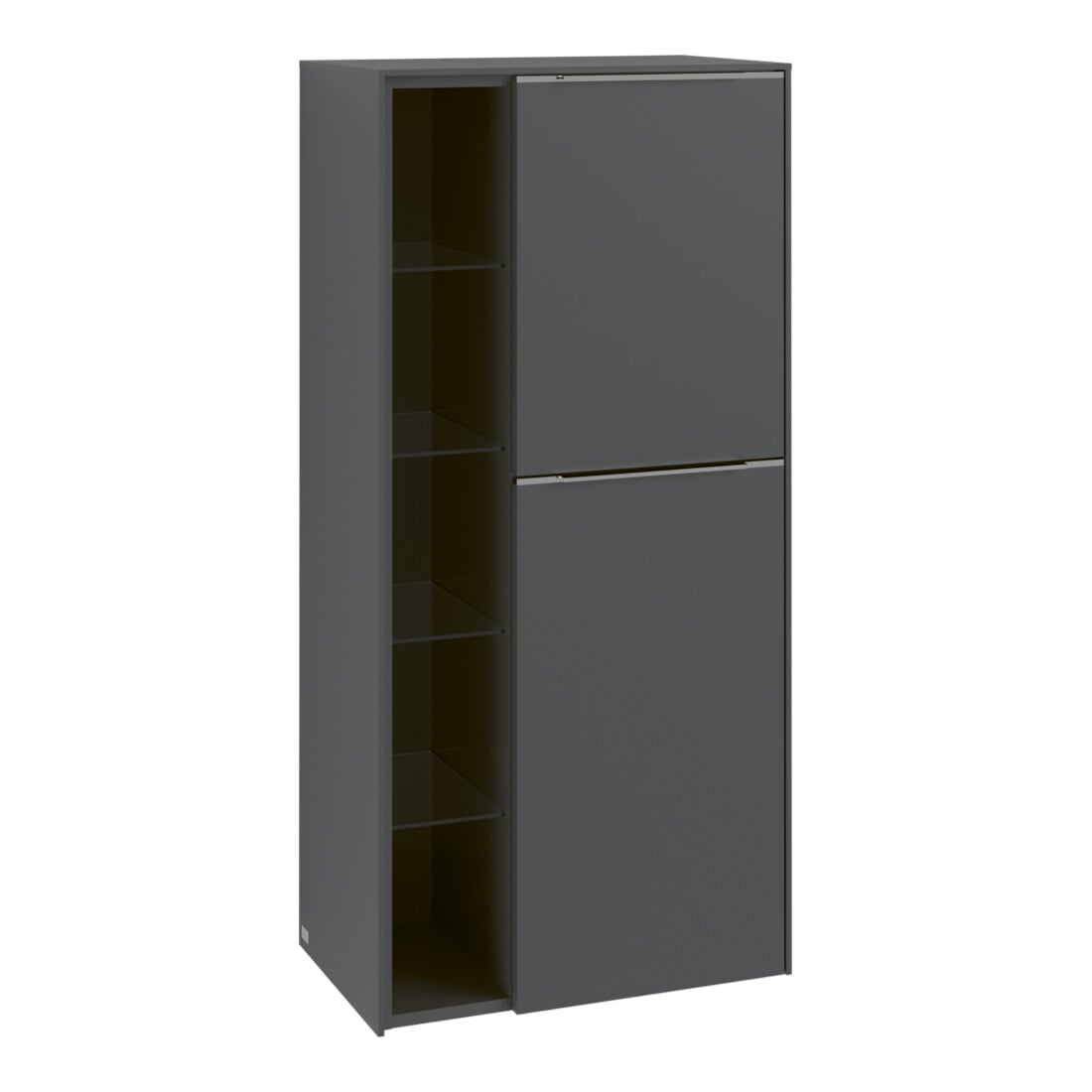 V&B Mittelschrank Subway 3.0 57,4x120x36,2cm, Armoire moyenne, porte droite/grise alu brillante, rouge vin