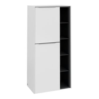 V&B Mittelschrank Subway 3.0 57,4x120x36,2cm, Porte L/Gr Alu brillant, P blanc