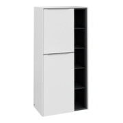V&B Mittelschrank Subway 3.0 57,4x120x36,2cm, Porte L/Gr Alu brillant, P blanc