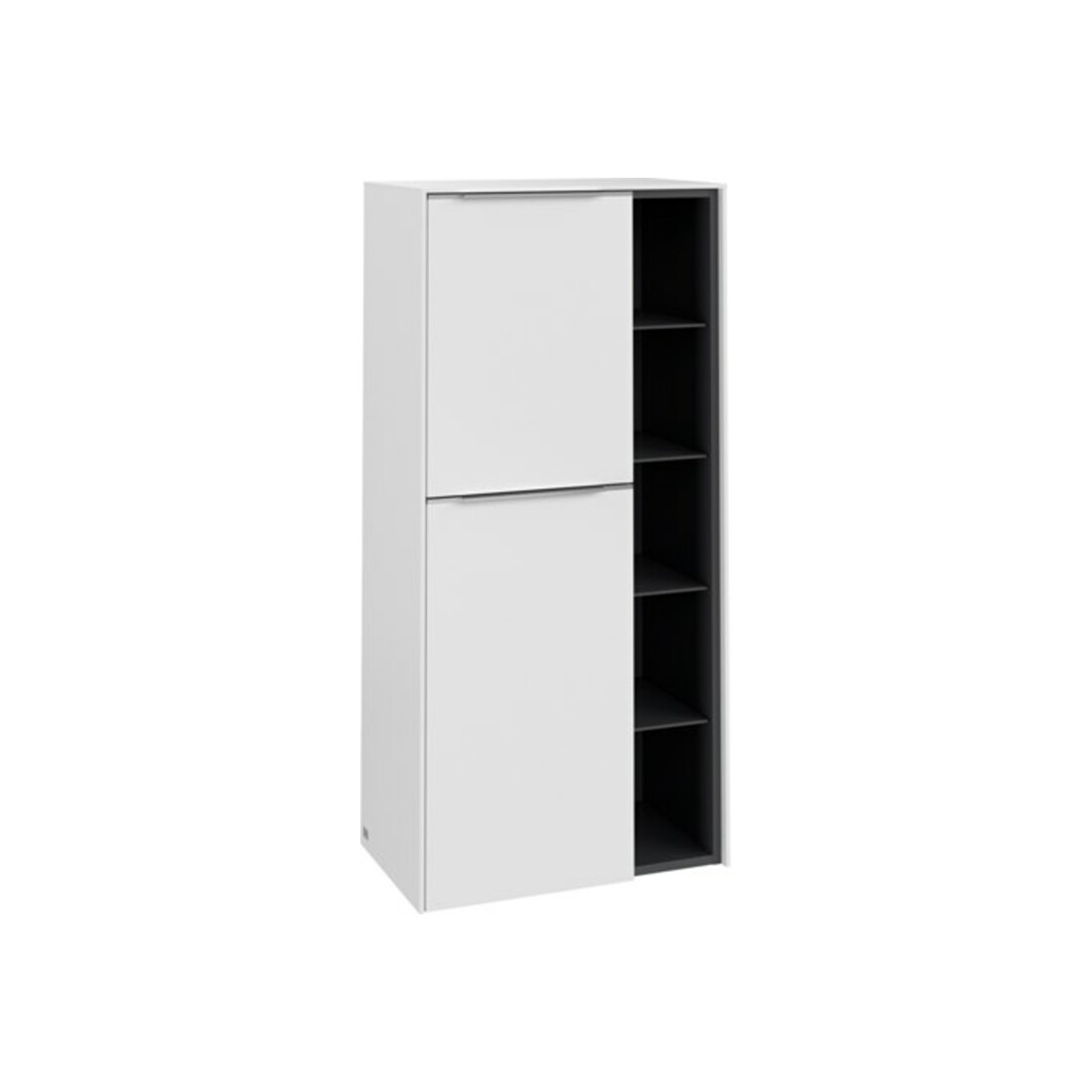 V&B Mittelschrank Subway 3.0 57,4x120x36,2cm, Porte L/Gr Alu brillant, P blanc