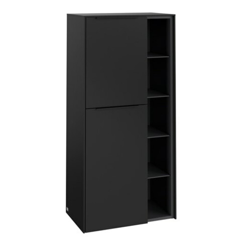V&B Mittelschrank Subway 3.0 57,4x120x36,2cm, Sch L/Gr vo b, volc bla
