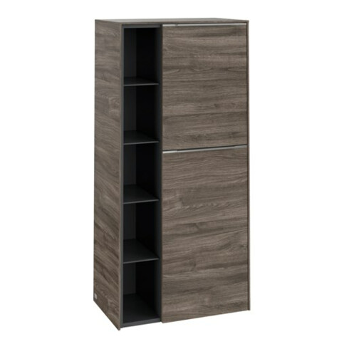 V&B Mittelschrank Subway 3.0 57,4x120x36,2cm, Sch R/Gr Alu gl, st. Oa