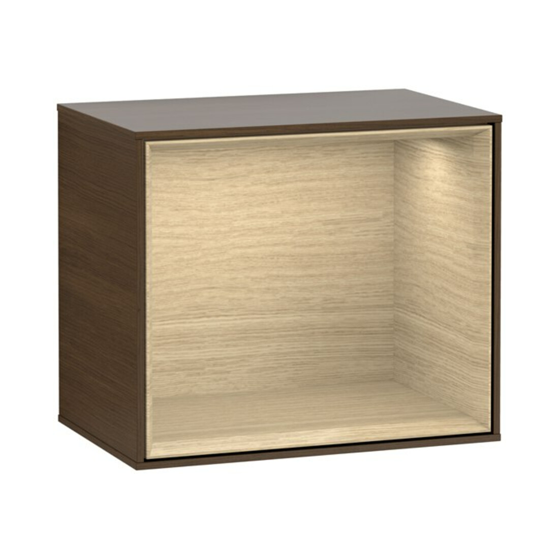 V&B Module d'étagère Éclairage mural Finion 41,8x35,6x27cm, placage noyer