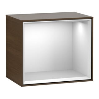 V&B Module d'étagère Finion 41,8x35,6x27 cm, étagère blanche, placage noyer