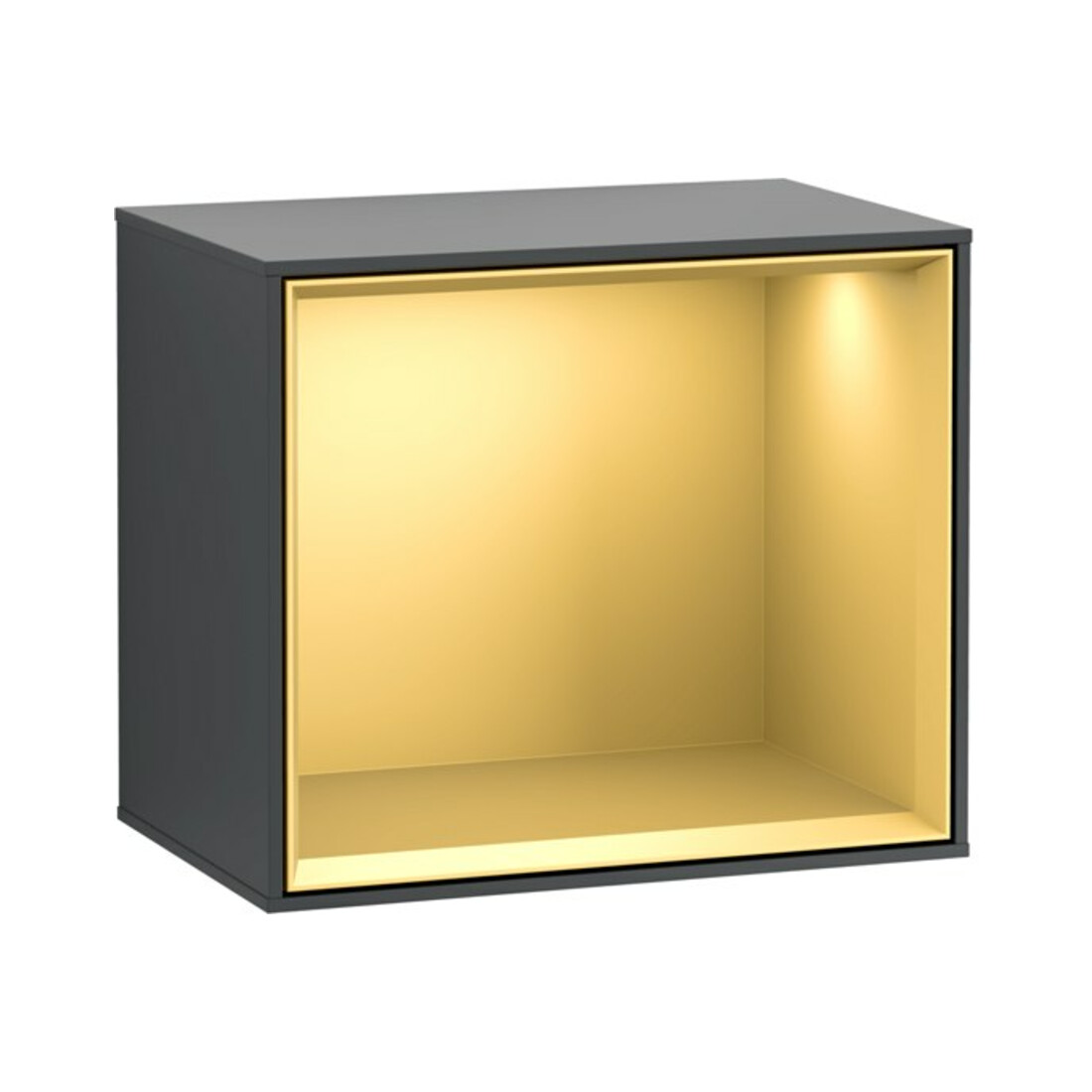 V&B Module d'étagère Finion 41,8x35,6x27cm, étagère dorée mate, médaille bleue mate avec laque