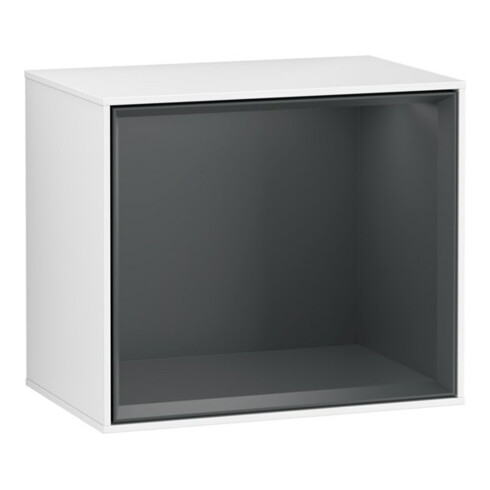V&B Module d'étagère Finion 41,8x35,6x27cm, étagère md bl., blanc brillant Lac
