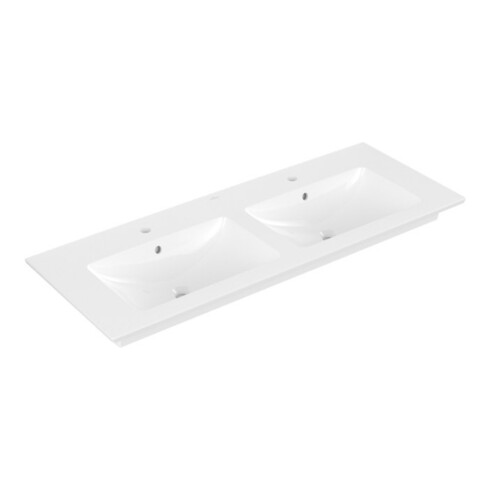 V&B Möbel-Doppelwaschtisch VENTICELLO 130x50cm, 2 HL, m Überlauf, weiß C-plus