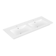 V&B Möbel-Doppelwaschtisch VENTICELLO 130x50cm, 2 HL, m Überlauf, weiß C-plus