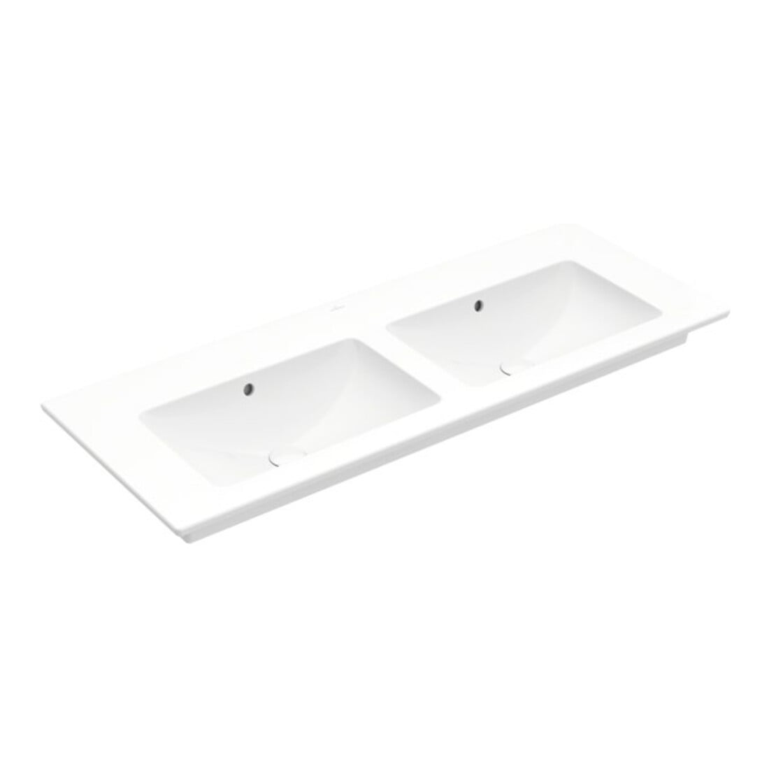 V&B Möbel-Doppelwaschtisch VENTICELLO 130x50cm, o. HL, mit Überlauf, weiß