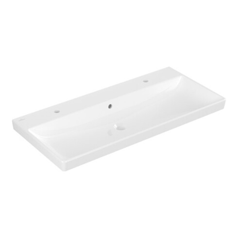 V&B Möbelwaschtisch Avento 100x47cm, 2 HL, m Überlauf, weiß C-plus