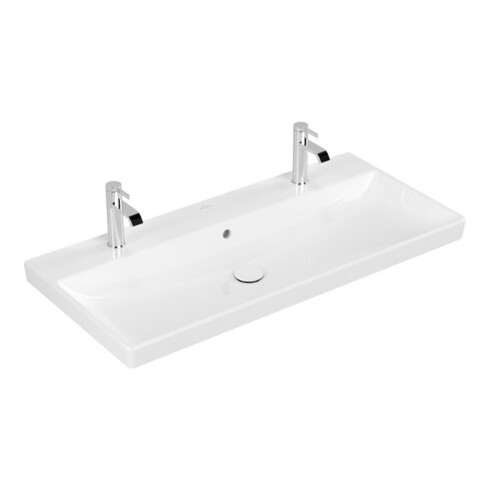 V&B Möbelwaschtisch Avento 100x47cm, 2 HL, m Überlauf, weiß C-plus