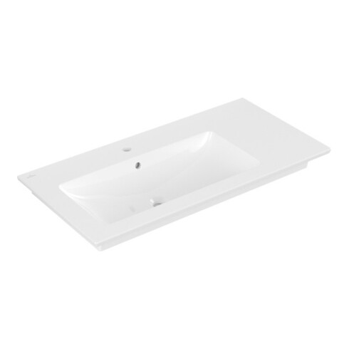 V&B Möbelwaschtisch VENTICELLO 100x50cm, m HL, m ÜL, links, weiß C-plus