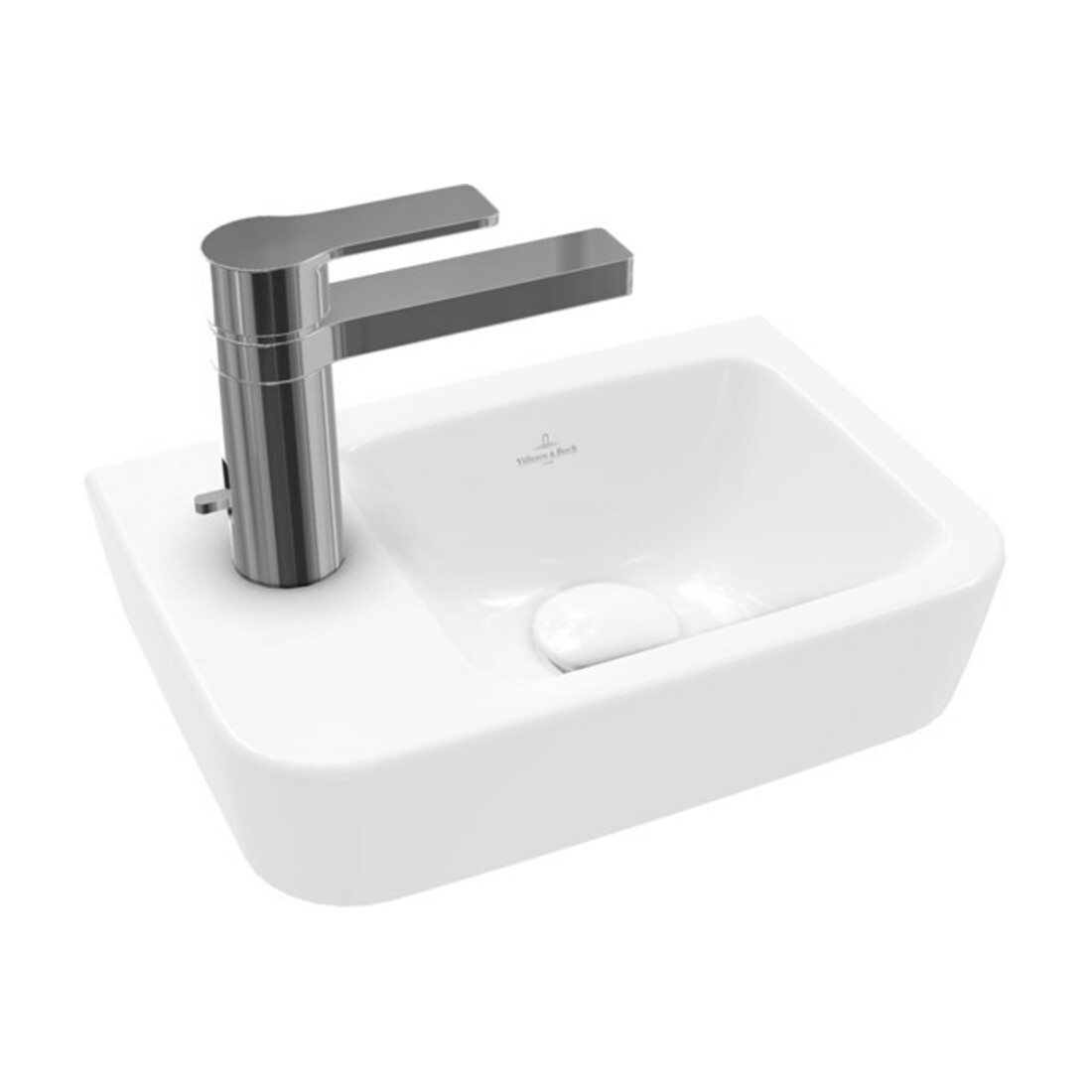 V&B O.NOVO Compact lavabo à main 36x25cm, angulaire, droite, avec trou robinet, sans trop-plein, blanc C+
