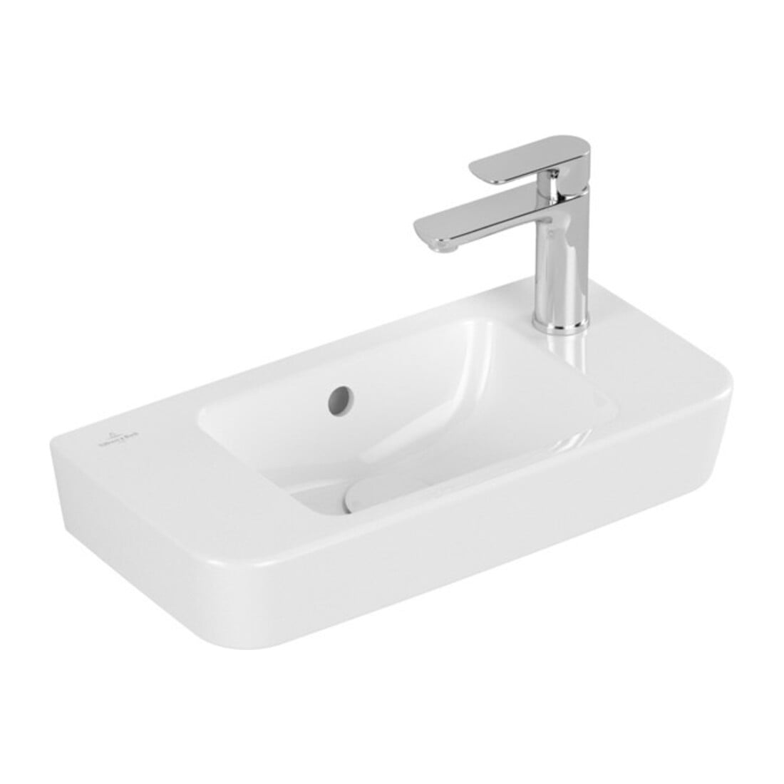 V&B O.NOVO Compact lavabo à main 50x25 cm, évacuation droite, robinetterie gauche, blanc C+
