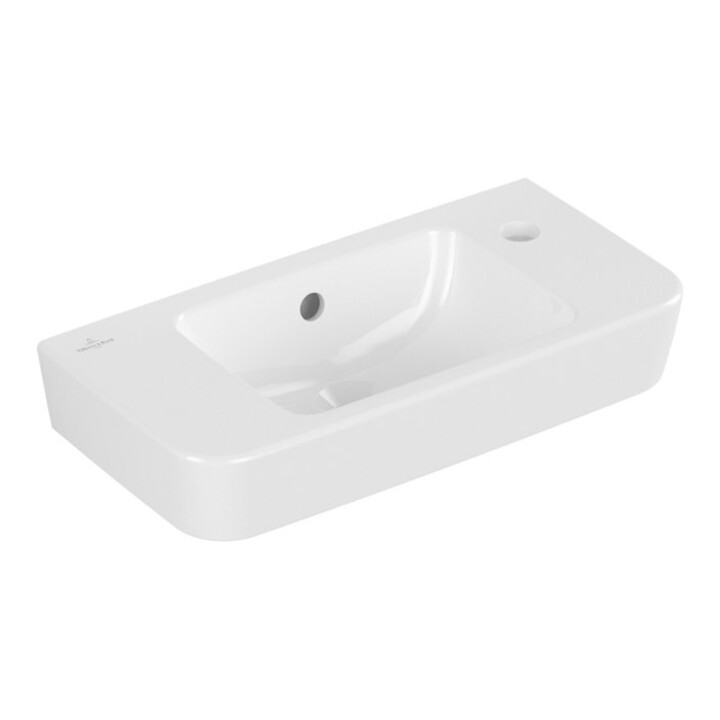 V&B O.NOVO Compact lavabo à main 50x25 cm, évacuation droite, robinetterie gauche, trop-plein, blanc
