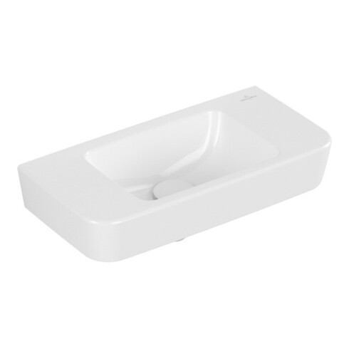 V&B O.NOVO Compact lavabo à main 50x25 cm, sans trop-plein, sans trou de robinet, blanc