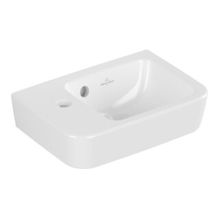 V&B O.NOVO Compact lavabo mural 36x25 cm, angle, B D, avec trop-plein, blanc A-bac C+