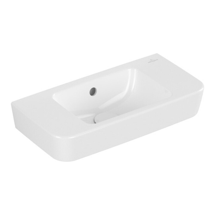 V&B O.NOVO Compact lavabo suspendu 50x25 cm, avec trop-plein, sans trou de robinet, blanc