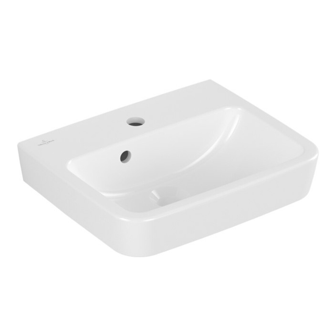 V&B O.NOVO HWB encastré/surélevé 45x37 cm, angle, avec trop-plein, blanc