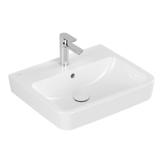 V&B O.NOVO Lavabo 55x46 cm, angle, avec trou robinet, trop-plein, blanc