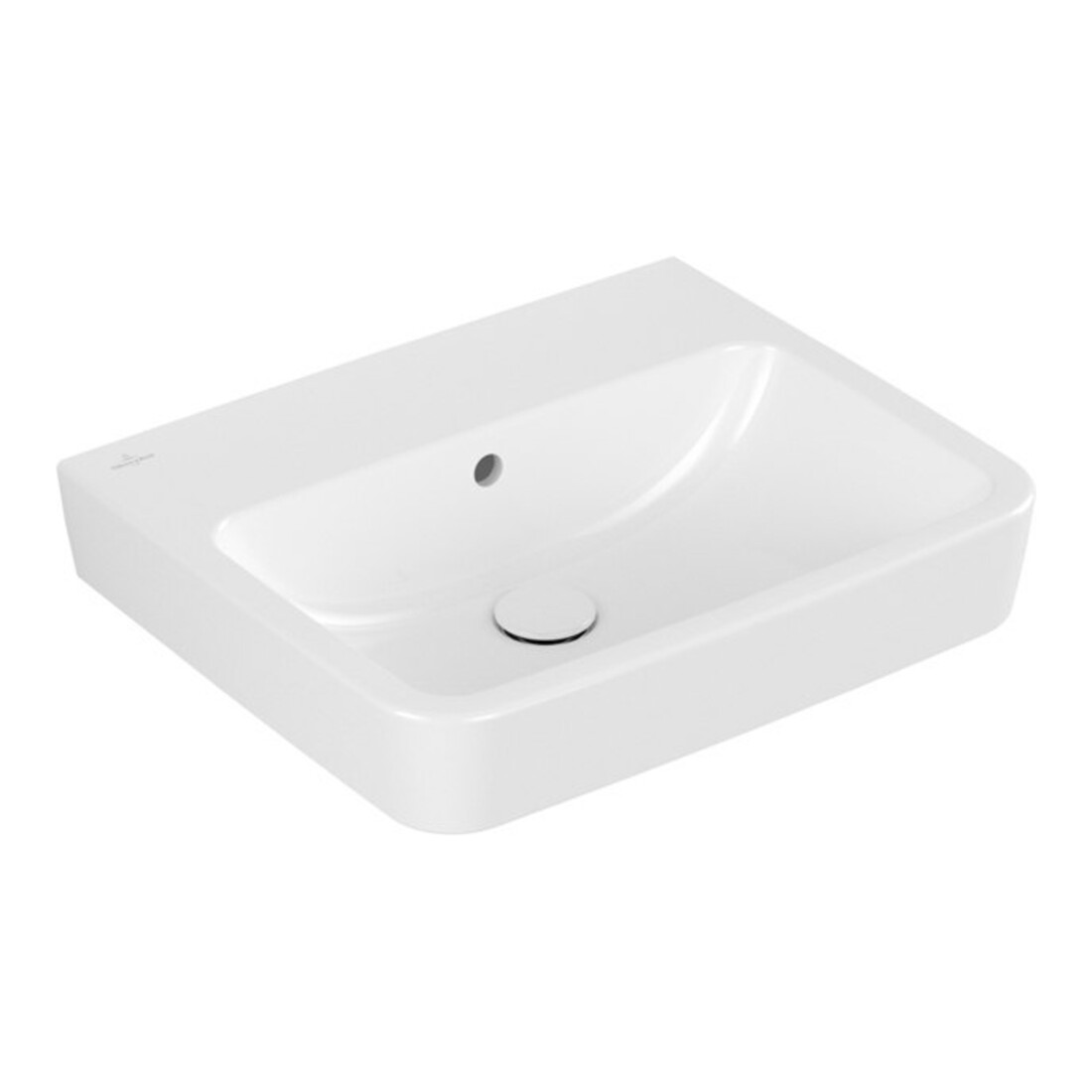 V&B O.NOVO lavabo 55x46 cm, angle, sans trou, avec trop-plein, blanc C-plus
