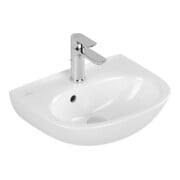 V&B O.Novo Lavabo à main 45x36cm, ovale, mitigeur avec trop-plein, blanc