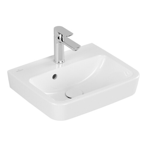 V&B O.NOVO Lavabo à main 45x37cm, carré, avec trou robinet, trop-plein, blanc