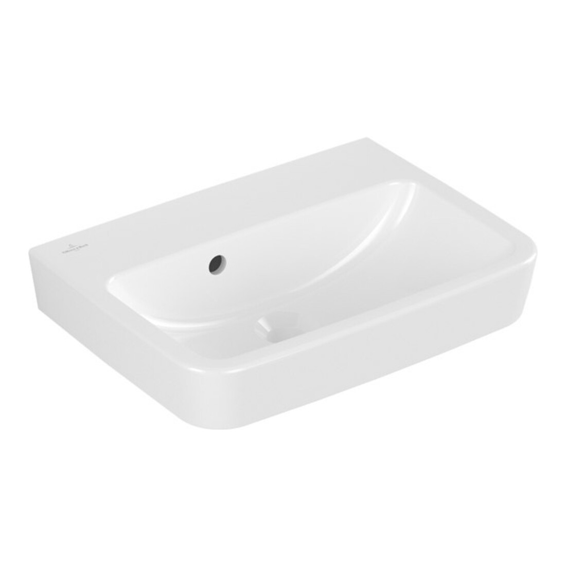 V&B O.NOVO lavabo à main 50x37cm, carré, sans trou, avec trop-plein, blanc C-plus