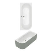 V&B Oberon Baignoire rectangulaire 180x80x62cm, acrylique, droite, blanc brillant C+