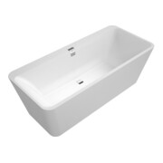 V&B Oval-Badewanne Squaro Edge 12 Duo 180x80cm, Ablauf mittig, stone white