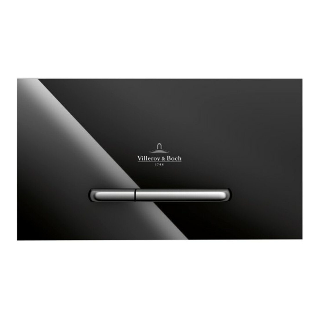 V&B Plaque de commande WC ViConnect 300G 25,3x14,5x2cm, verre, noir brillant