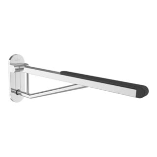 V&B Poignée rabattable Vicare Design 75 cm, ES chromé, avec support et mécanisme de déverrouillage