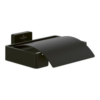 V&B Porte-papier toilette Elements Striking 131x45x115mm, avec couvercle, noir mat