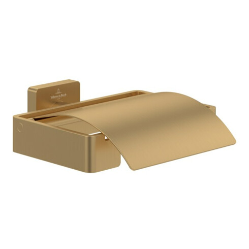V&B Porte-papier toilette Elements Striking 131x45x115mm, avec couvercle, or brossé
