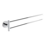V&B Porte-serviettes Elements Tender 400mm, 2 bras, pivotant, inox brossé bleu