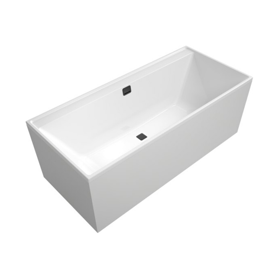 V&B Rechteck-Badewanne Collaro Duo 180x80cm, EB-Ausf. Black Matt, weiß