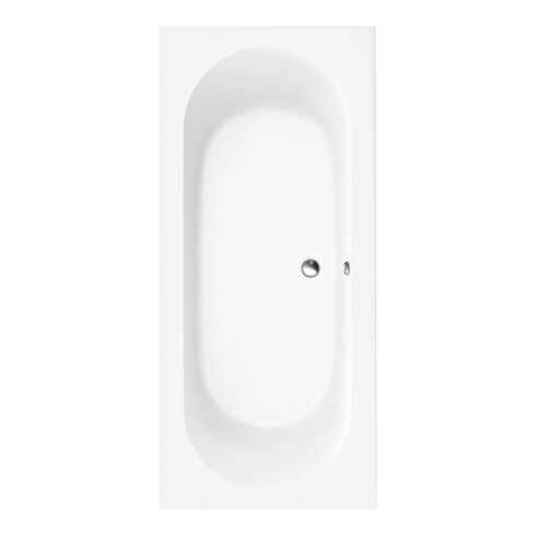 V&B Rechteck-Badewanne O.NOVO 180x80cm, weiß, Ablauf mittig