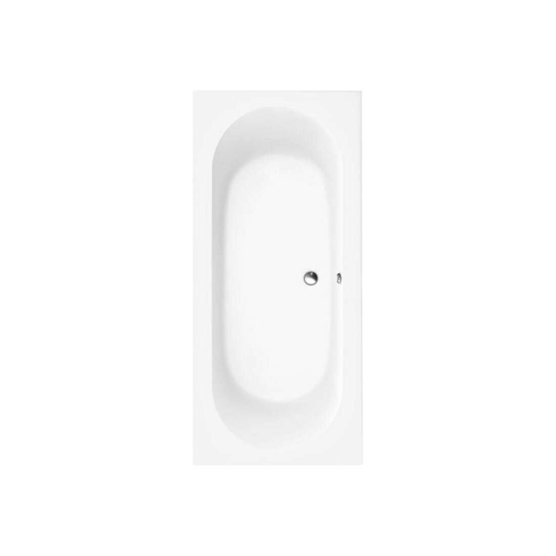 V&B Rechteck-Badewanne O.NOVO 180x80cm, weiß, Ablauf mittig
