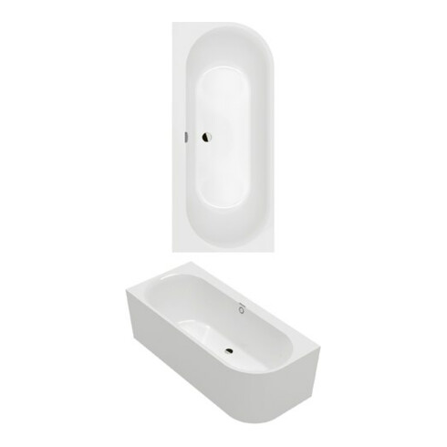 V&B Rechteck-Badewanne Oberon 180x80x62cm, Vorw., Acr., li, st. wh. C+